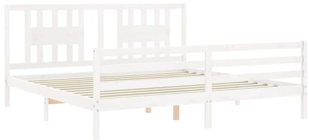 Giroletto Testiera Bianco Super King Size in Legno Massello