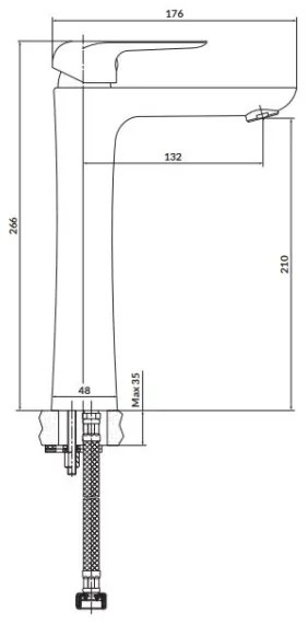 Cersanit S951-360 - Rubinetto del lavandino CITY 26,6 cm cromo lucido