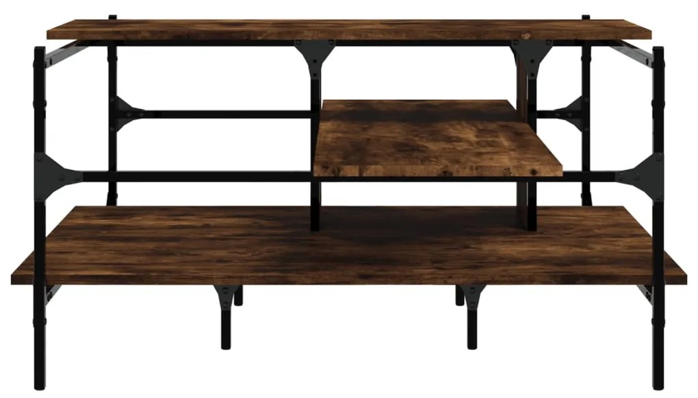 Tavolino salotto rovere fumo 100x100x48,5cm legno multistrato