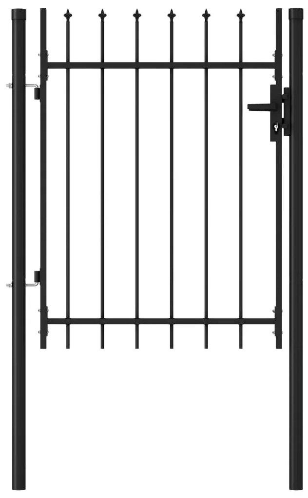 Cancello A Singola Anta Con Punte İn Acciaio 1x1,2m Nero /