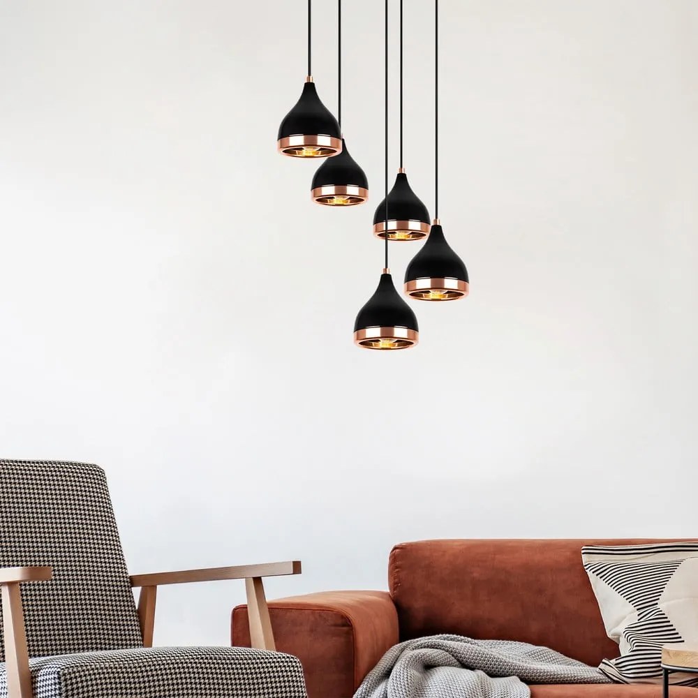 Lampadario nero/color rame con paralume in metallo ø 43 cm Yildo – Opviq lights