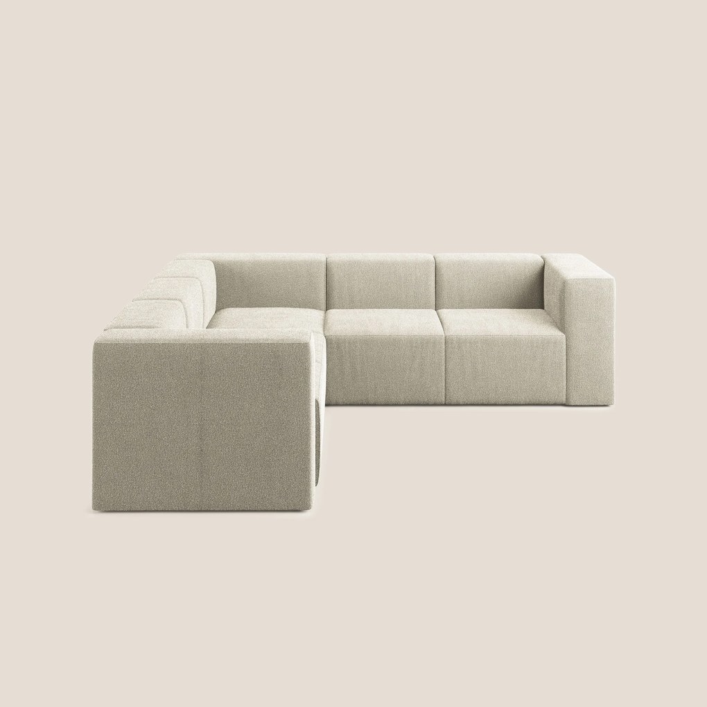 Nettuno divano angolare componibile reversibile in morbido tessuto bouclè T07 beige
