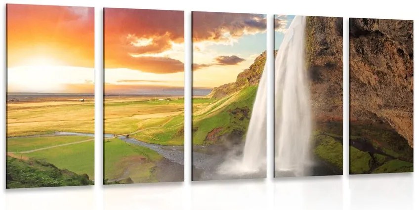 Quadri 5 pezzi – Cascata maestosa in Islanda