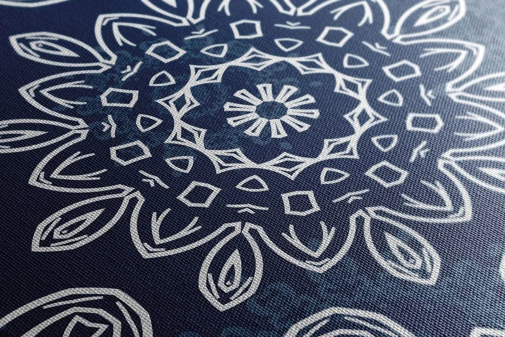 Quadro su tela – Mandala blu con motivo astratto