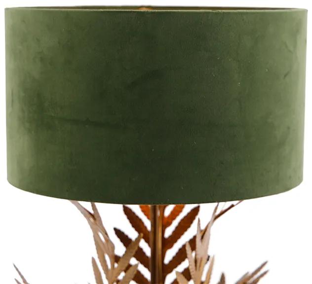 Lampada da tavolo vintage oro paralume in velluto verde 35 cm - BOTANICA