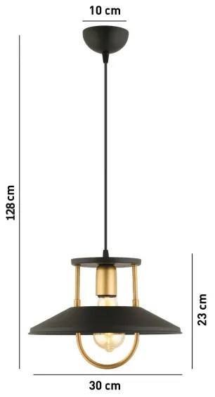 Lampadario a sospensione con filo 1xE27/40W/230V nero/oro