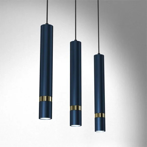 Lampadario a sospensione con cavo JOKER 3xGU10/25W/230V blu/oro