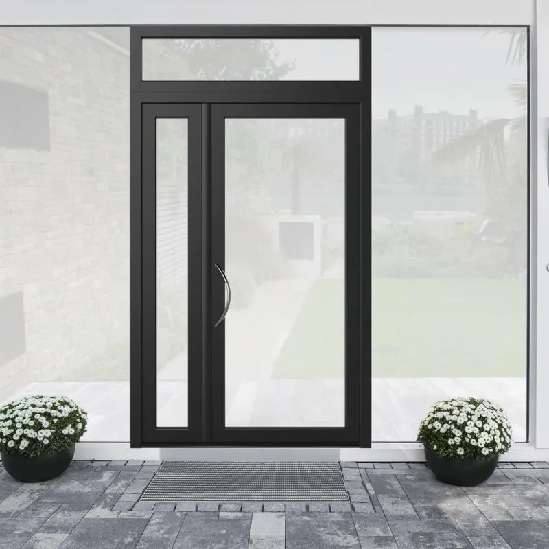 Portoncino d'ingresso Condo20 L 90 x H 210 cm in alluminio nero, apertura spingere a destra