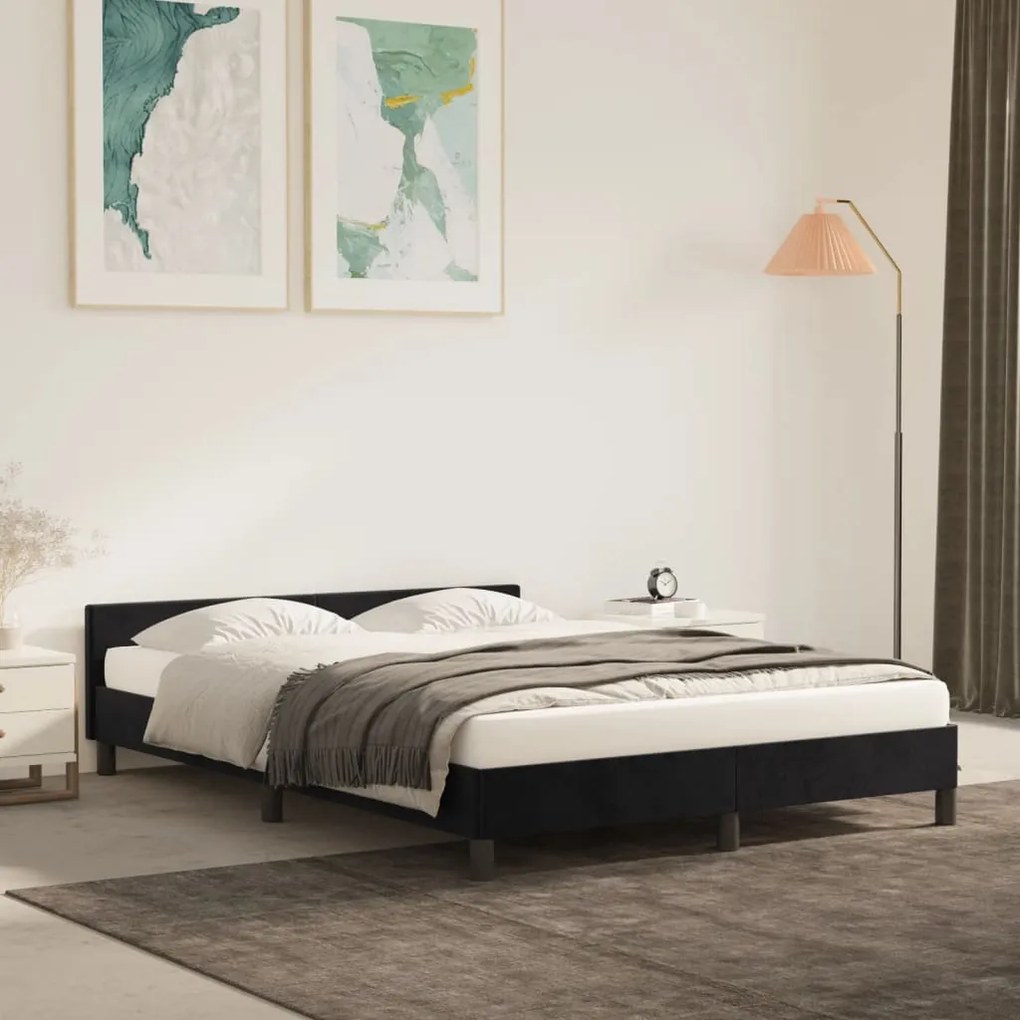 Giroletto Senza Materasso Nero 140x200 Cm İn Velluto /
