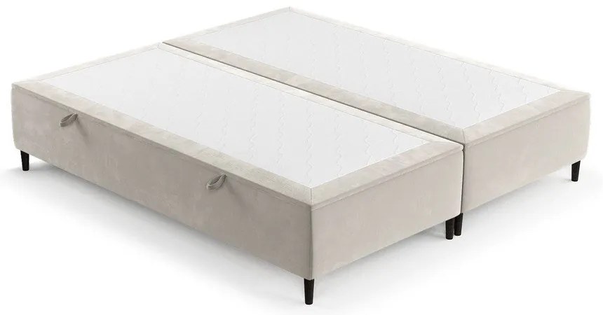 Letto matrimoniale imbottito crema con contenitore 160x200 cm Tate - Maison de Rêve