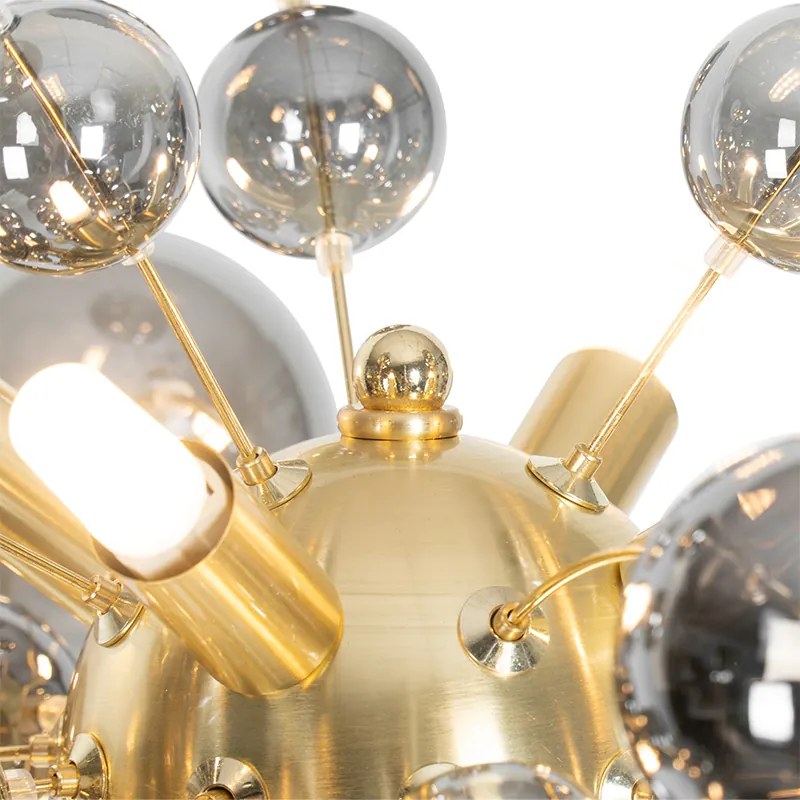 Lampada da terra di design in ottone con vetro fumé a 8 luci - Explode