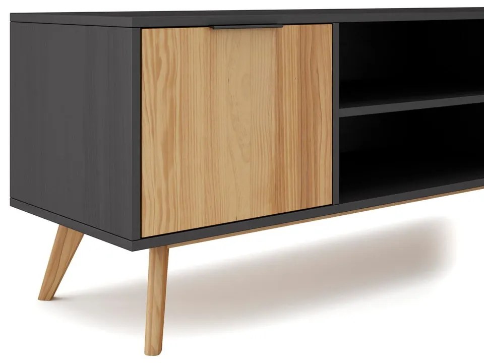 Tavolo TV in pino nero/naturale 140x53 cm Lavis - Marckeric