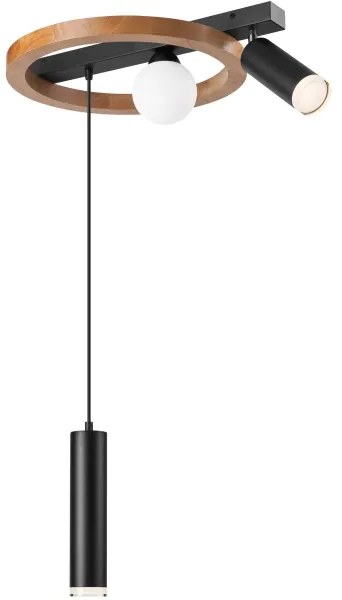 Lampadario a sospensione con filo OTIS 1xG9/5W/230V + 2xE27/15W/230V quercia