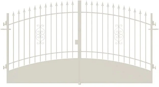 Cancello elettrico battente in acciaio, apertura centrale, L 358.5, H 165-195 cm, di colore bianco