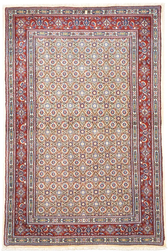 Moud Tappeto 100x150 Beige (Iran) Annodato A Mano