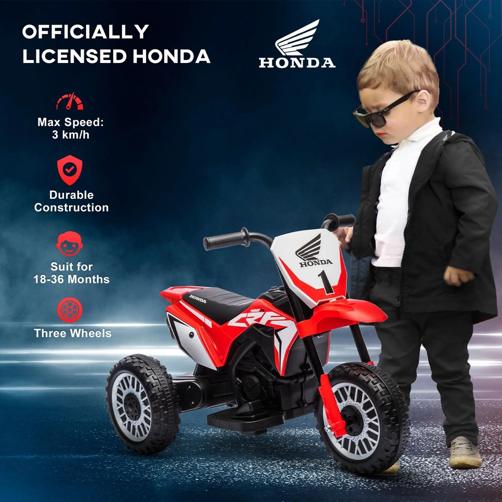 Moto Elettrica per Bambini 3 Ruote 6V con Licenza Honda CRF450RL Rosso...