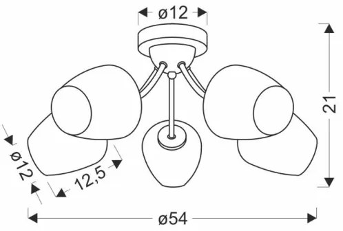 Lampadario a plafone ZINA 5xE27/40W/230V ottone/bianco