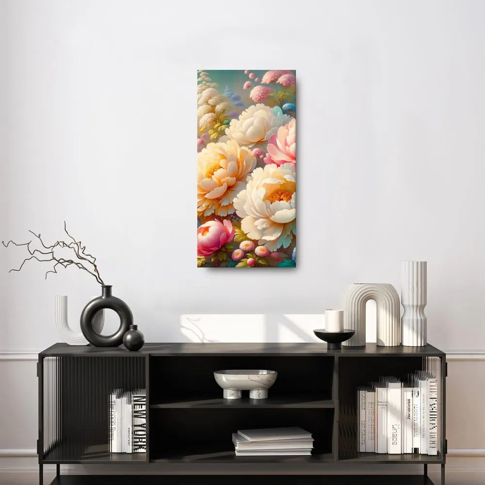 Quadro su tela – Peonie colorate in piena fioritura