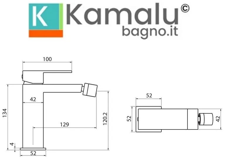 Kamalu - miscelatore bidet nero opaco linea squadrata | kam-diana nero