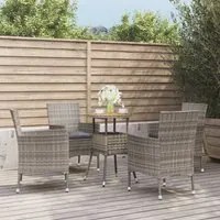 Set Bistr da Giardino 5 pz con Cuscini in Polyrattan Grigiocod mxl 117476