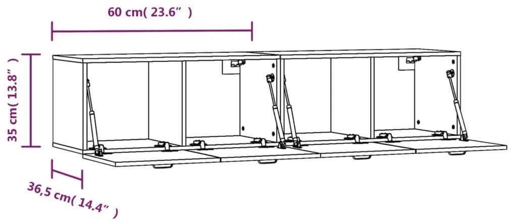 Mobili Parete 2 pz Grigio Sonoma 60x36,5x35cm Legno Multistrato