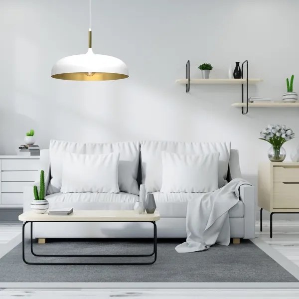 Lampadario su corda LINCOLN 1xE27/60W/230V d. 45 cm bianco