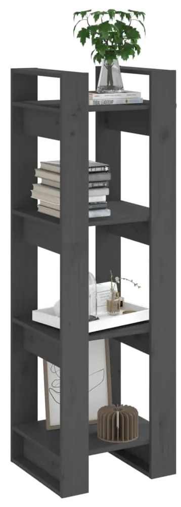 Libreria/Divisorio Grigio 41x35x125 cm Legno Massello di Pino