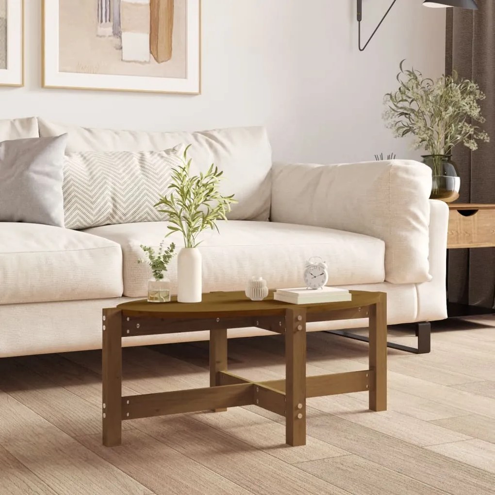 Tavolino Da Salotto Ambra 87x48x35 Cm İn Legno Massello Di Pino /