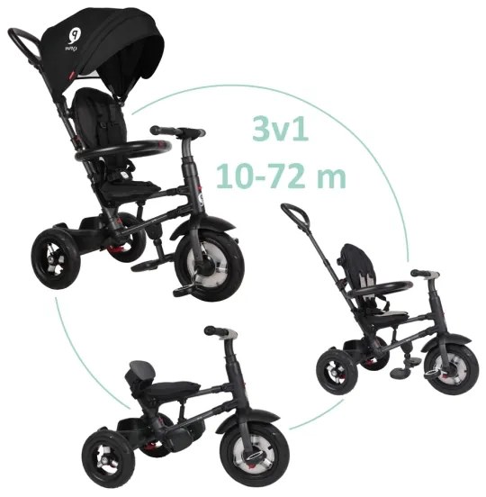 QPlay - Triciclo per bambini 3in1 RITO AIR nero