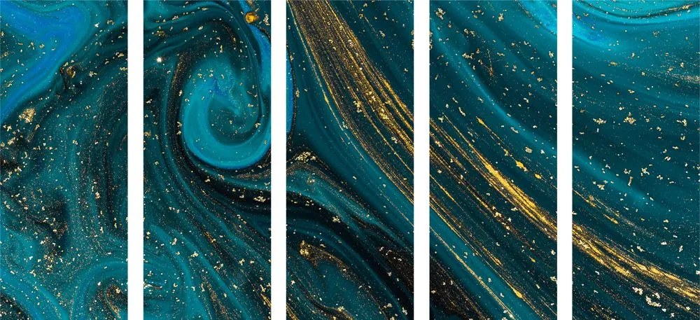 Quadri 5 pezzi – Astrazione smeraldo