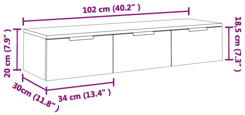 Armadietto a Muro Nero 102x30x20 cm in Legno Multistrato