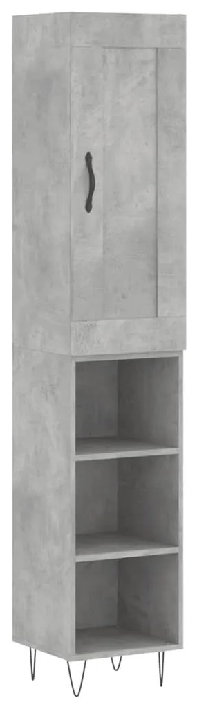 Credenza Grigio Cemento 34,5x34x180 cm in Legno Multistrato