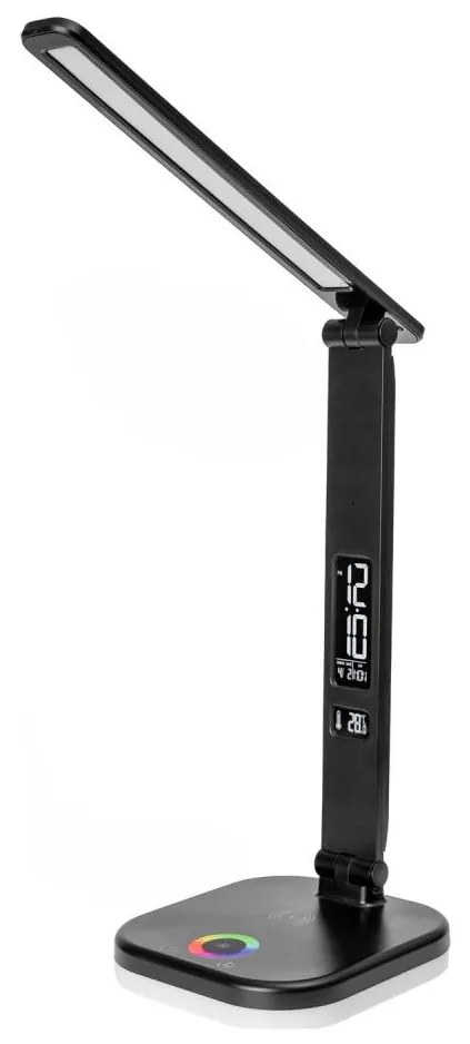 LED RGBW Lampada dimmerabile con ricarica wireless, display Porta USB 6W/5V 3000-6500K nero