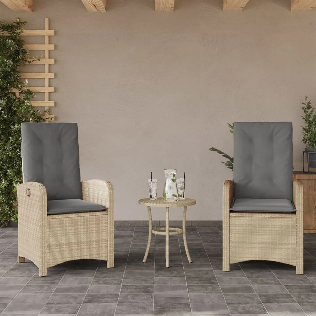 Sedie reclinabili giardino 2pz cuscini beige misto polyrattan