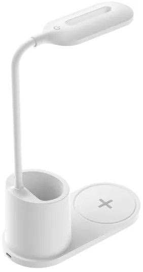 Lampada da tavolo LED LED/3W/5V con caricatore wireless bianco