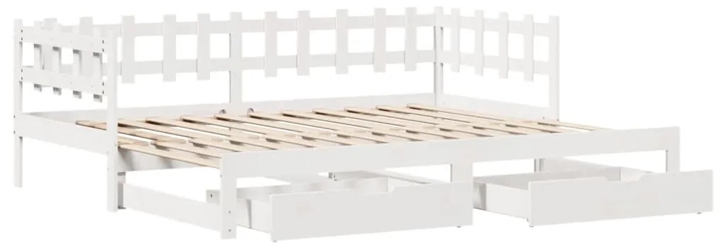 Dormeuse letto estraibile e cassetti bianco 90x200cm legno pino