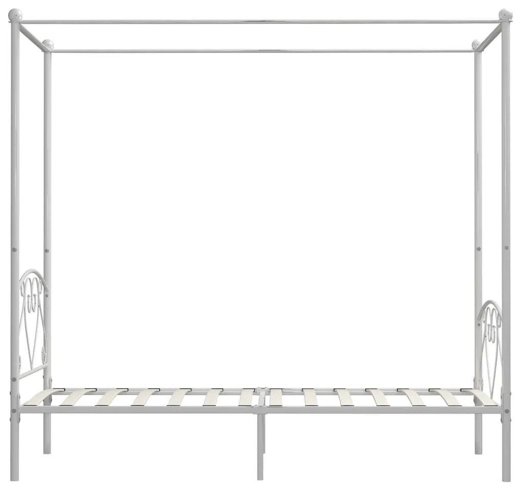 Letto a baldacchino bianco in metallo 120x200 cm