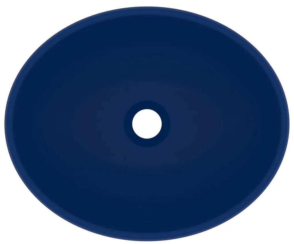 Lavandino Lusso Ovale Blu Scuro Opaco 40x33 cm in Ceramica