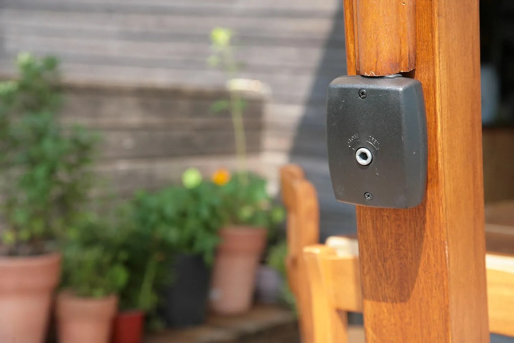 Ombrellone da Giardino Decentrato 3,5x3,5m in Legno Telo in Acrilico con Balza Danieli San Francisco Ecrù...
