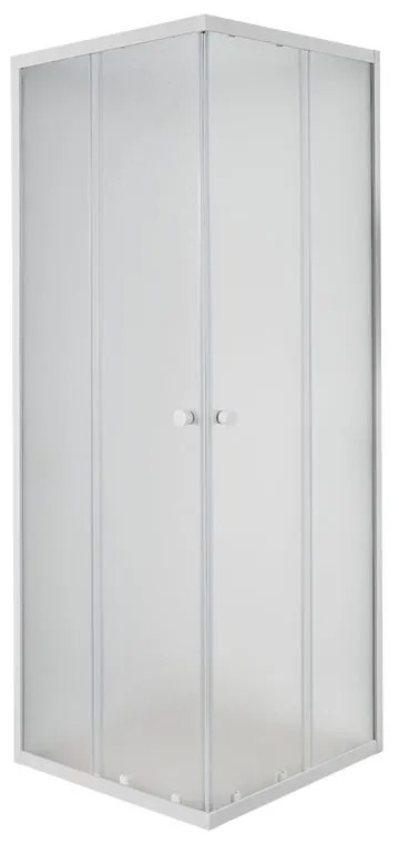Box doccia angolare con porta scorrevole, vetro smerigliato 4 mm, L 64-65 cm x L 65 cm, H 185 cm, bianco Plumin 2.0