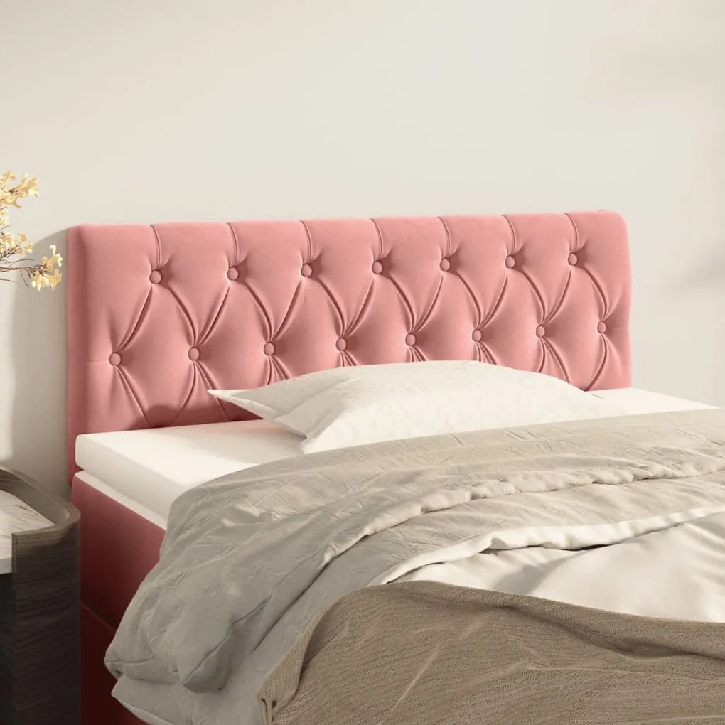 Testiera Rosa 100x7x78/88 Cm İn Velluto /