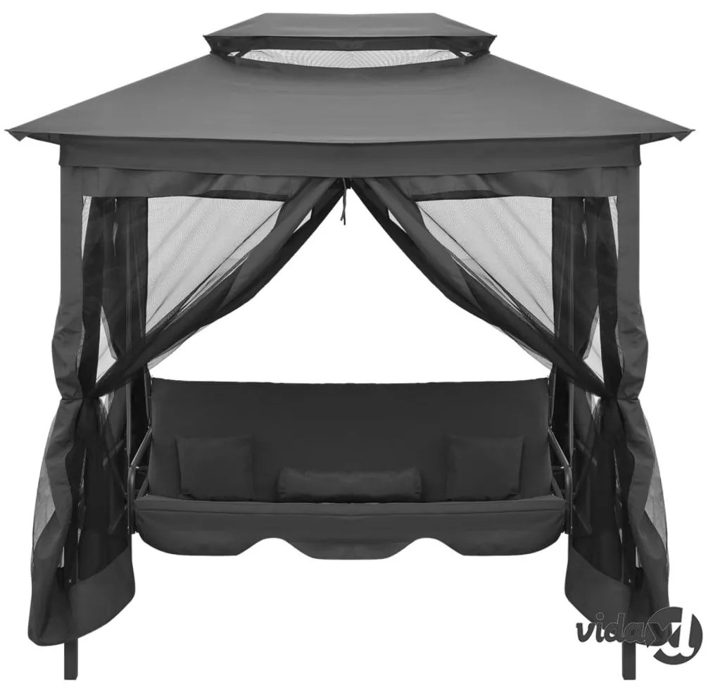 vidaXL Panchina a Dondolo Baldacchino Antracite 220x160x240 cm Acciaio