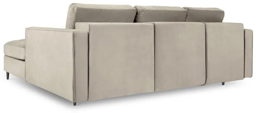 Divano letto angolare in velluto beige, angolo destro Santo - Milo Casa