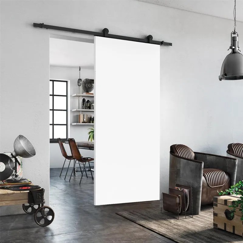 Porta scorrevole reversibile Cool in mdf bianco, L 92.5 x H 211.5 cm, con binario Indus