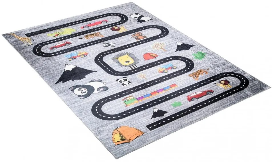 Tappeto per bambini con motivo di strade, auto e animali Larghezza: 120 cm | Lunghezza: 170 cm