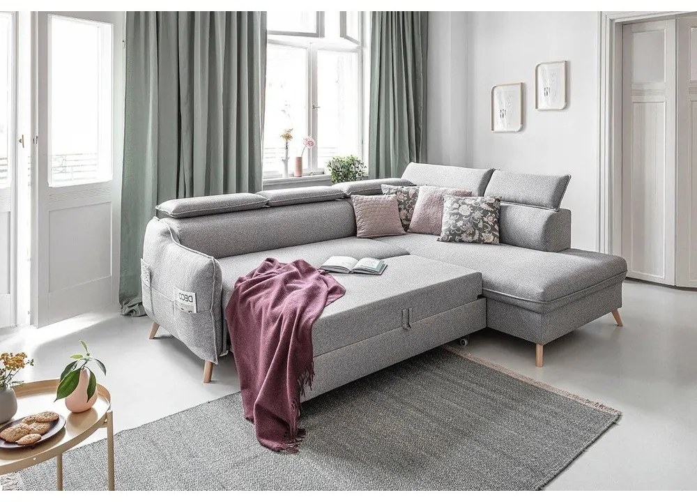Divano letto angolare grigio chiaro (angolo destro) Sweet Harmony - Miuform