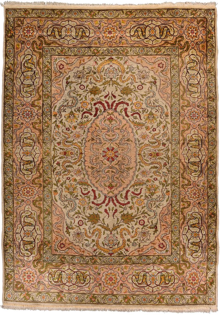 Hereke Tappeto 80x110 Beige (Tacchino) Annodato A Mano