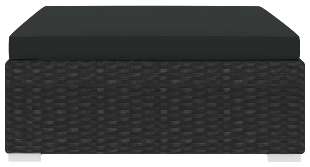Poggiapiedi modulare 1 pz con cuscino in polyrattan nero