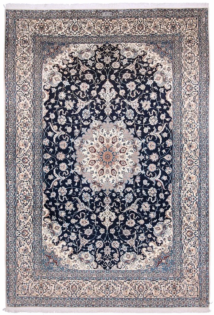 Nain Tappeto 300x200 Blu (Iran) Annodato A Mano