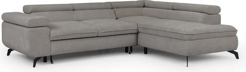 Divano angolare grigio chiaro (con penisola a destra/a L) con rivestimento in ciniglia Marbeya – Ropez